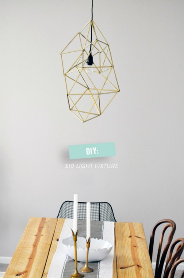 DIY Light Fixture|Top 15 Easy DIY Home Decor Projects|See more at http://livingroomideas.com/top-15-easy-diy-home-decor-projects/
