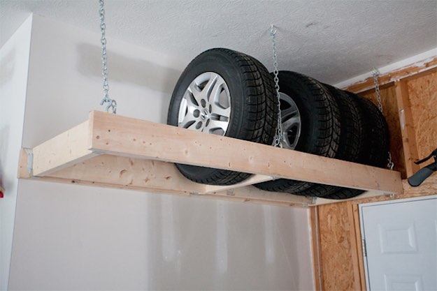 Hanging Tire Garage Shelving | Garage Shelving Ideas To Clean Up Your Storage