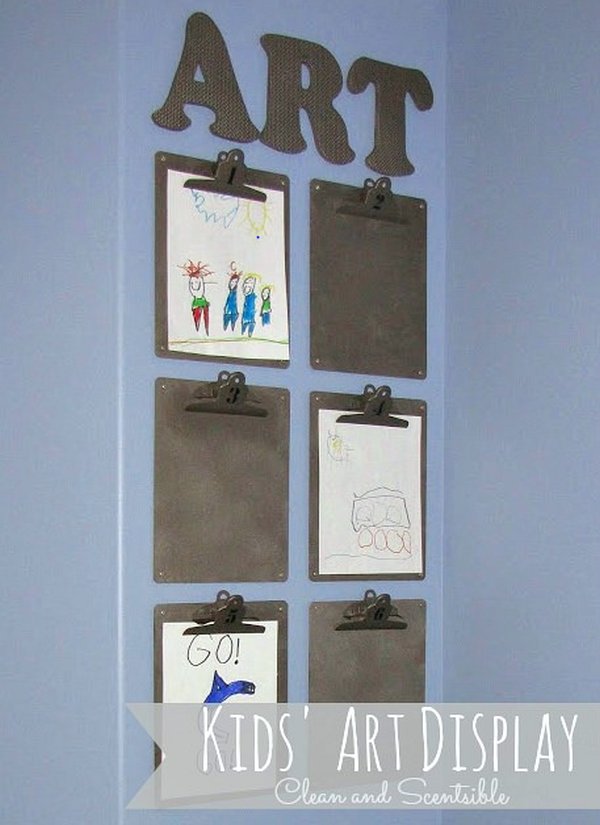 Treasured Children’s Artwork|Top 15 Easy DIY Home Decor Projects|See more at http://livingroomideas.com/top-15-easy-diy-home-decor-projects/