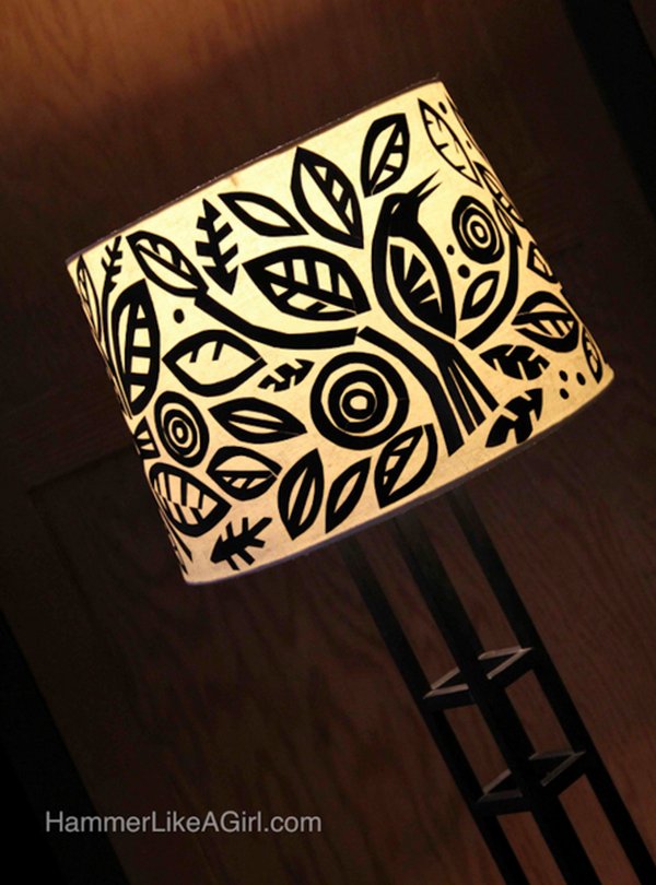 Lampshade with Cut Paper|Top 15 Easy DIY Home Decor Projects|See more at http://livingroomideas.com/top-15-easy-diy-home-decor-projects/