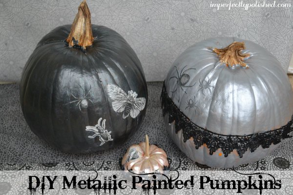 Metallic Pumpkins | 13 Awesome Decorating Ideas To FALL For! | http://livingroomideas.com/13-awesome-decorating-ideas-to-fall-for/