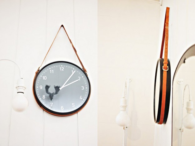 Leather Belt Hanger Clock | DIY Leather Belt Hanger Clock | IKEA Hack Living Room Clock Idea