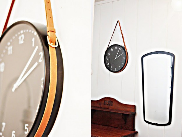  Leather Belt Clock Hanger | DIY Leather Belt Hanger Clock | IKEA Hack Living Room Clock Idea