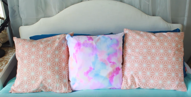 Water Color Pillow | [Video] Bed Room Ideas: DIY Sweet Room Decor Perfect For Any Season Of Room Updates