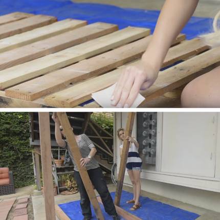 Step 1| Sand! Sand! Sand! | [Video] Outdoor Ideas: DIY Wood Pallet Table For Bungalow Backyard