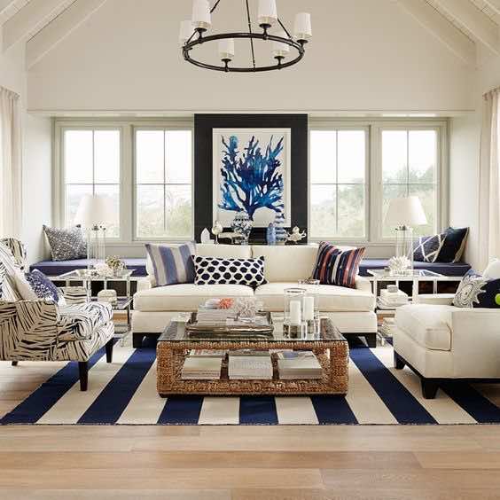 Go Nautical | Beachy Living Room Ideas: How to Bring the Beach To Your Home