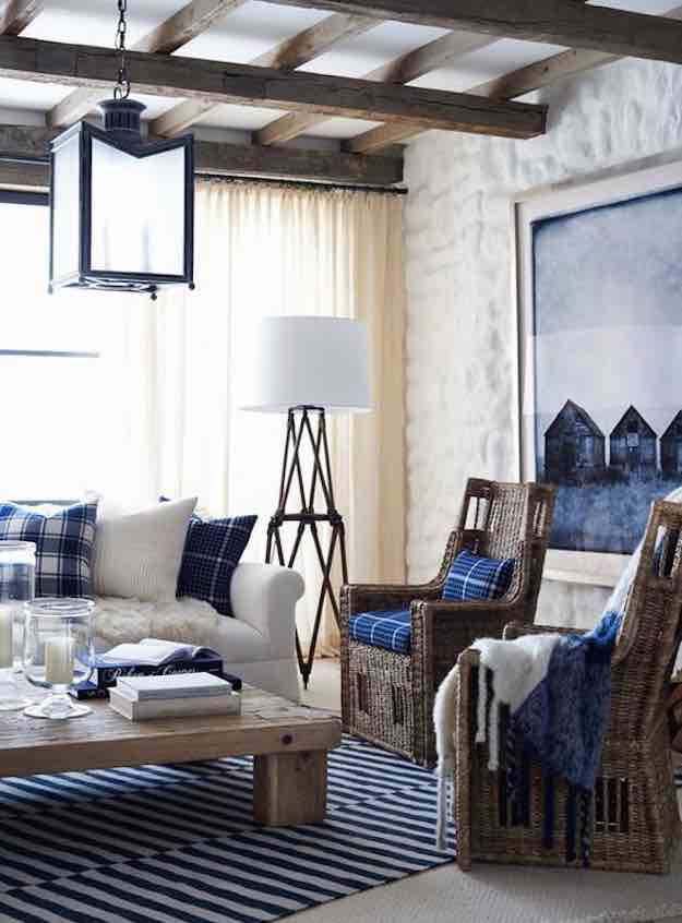 Homey nautical | 6 Chic Blue and Brown Living Room Ideas