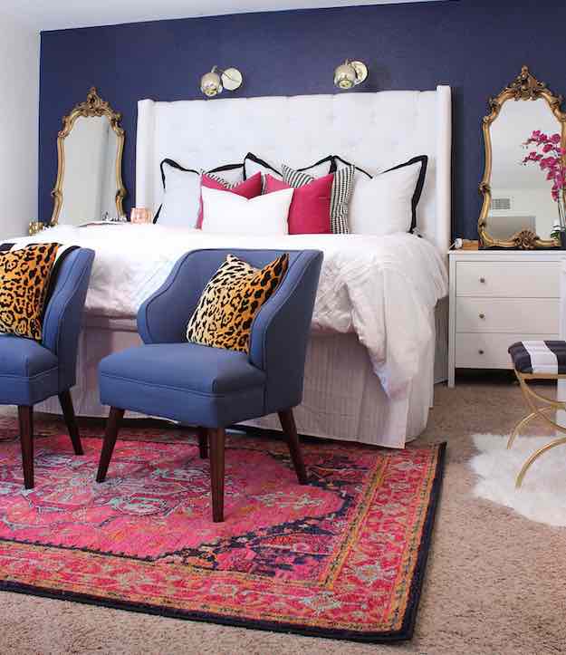 Pink, Gold, Blue | Bedroom Color Schemes: 15 Fabulous Ways To Mix Colors