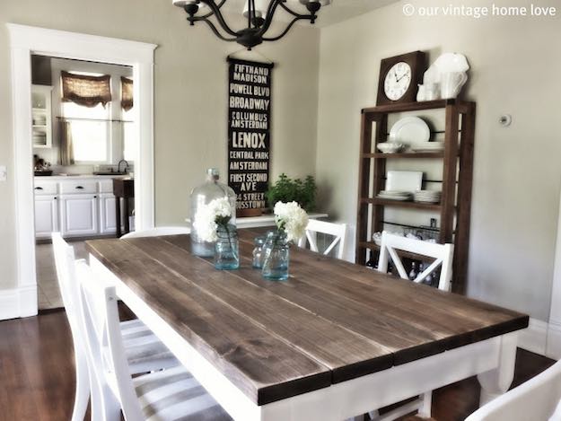 Distressed Pine | Discount Dining Room Sets: Make Your Own With These DIY Projects