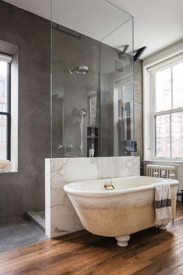 Concrete and Marble | 23 Stunning Modern Bathroom Design Ideas