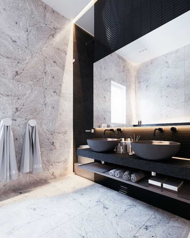 Black Fixtures | 23 Stunning Modern Bathroom Design Ideas