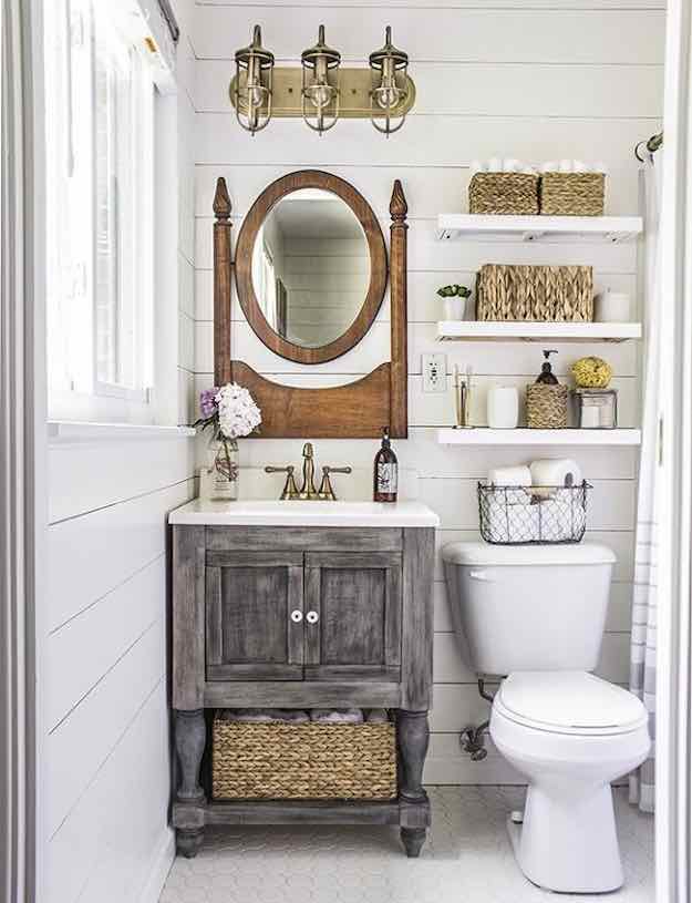 Use Cabinets Wisely | 17 Fully-Functional Small Bathroom Designs | Living Room Ideas