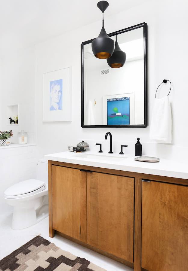 Monochrome | 17 Fully-Functional Small Bathroom Designs | Living Room Ideas