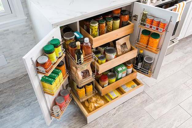 Use Rollout Shelves | Space Saving Tips For Every Room In Your Home