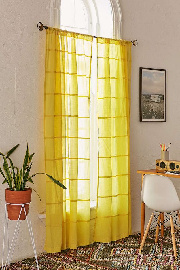 Bright Yellow | Bedroom Curtain Ideas: 15 Ways To Decorate With Curtains