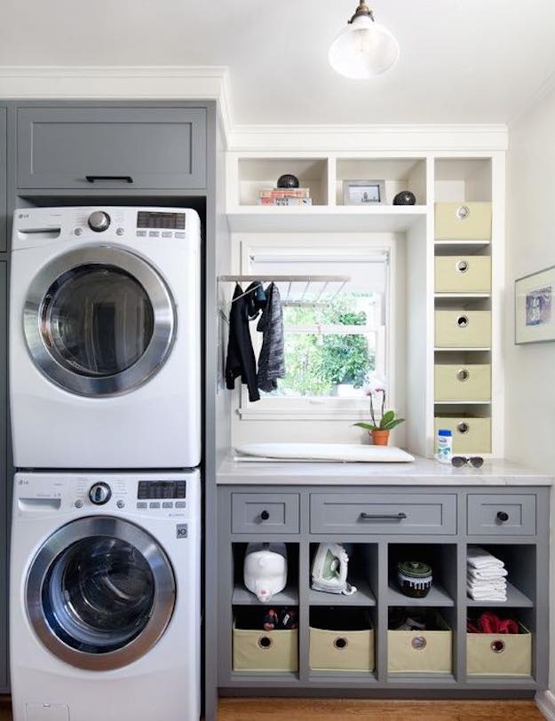 Counter Storage | 11 Practical Laundry Room Organization Hacks | Living Room Ideas