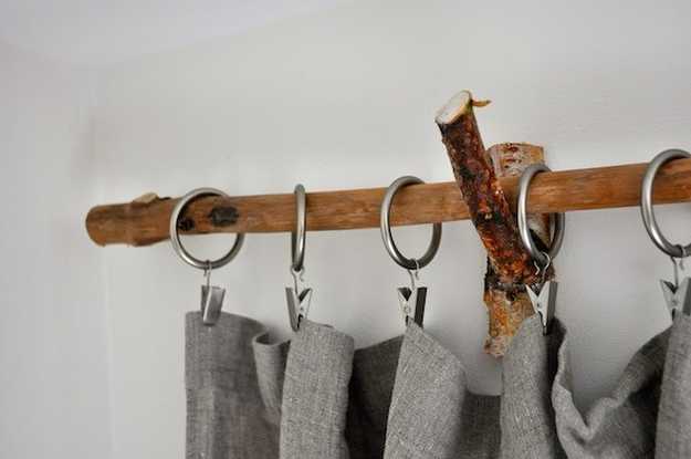 Tree Branch Curtain Rod |Inexpensive Ways to Spruce Up Your Living Room Curtains