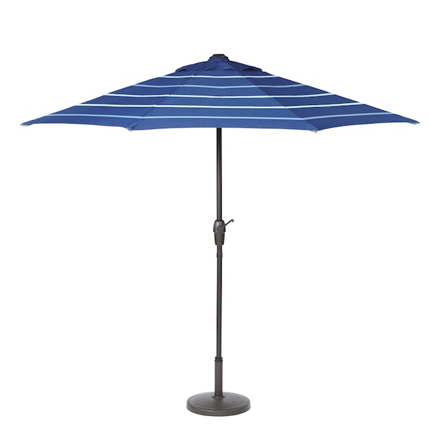 Blue Stripe Market Patio Umbrella | 15 Lowes Outdoor Furniture Picks Worth Splurging On