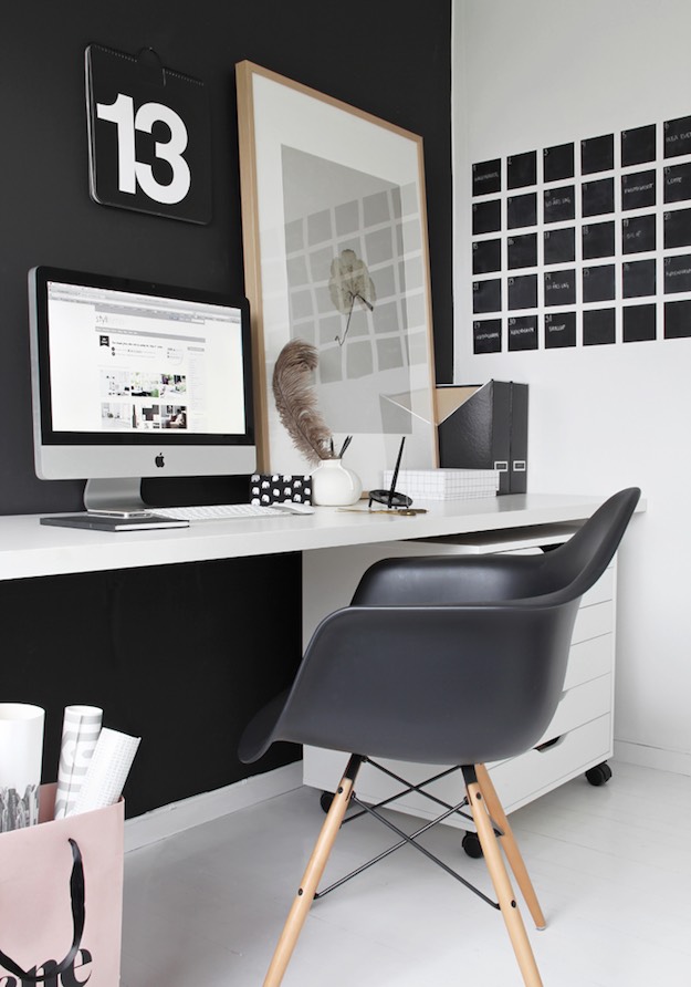 Black and White | Productivity-Boosting Study Room Ideas | Living Room Ideas