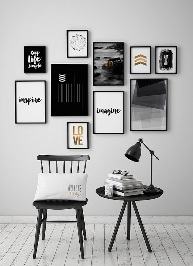 Gallery Wall | Black And White Room Ideas That Will Make You Go Monochrome