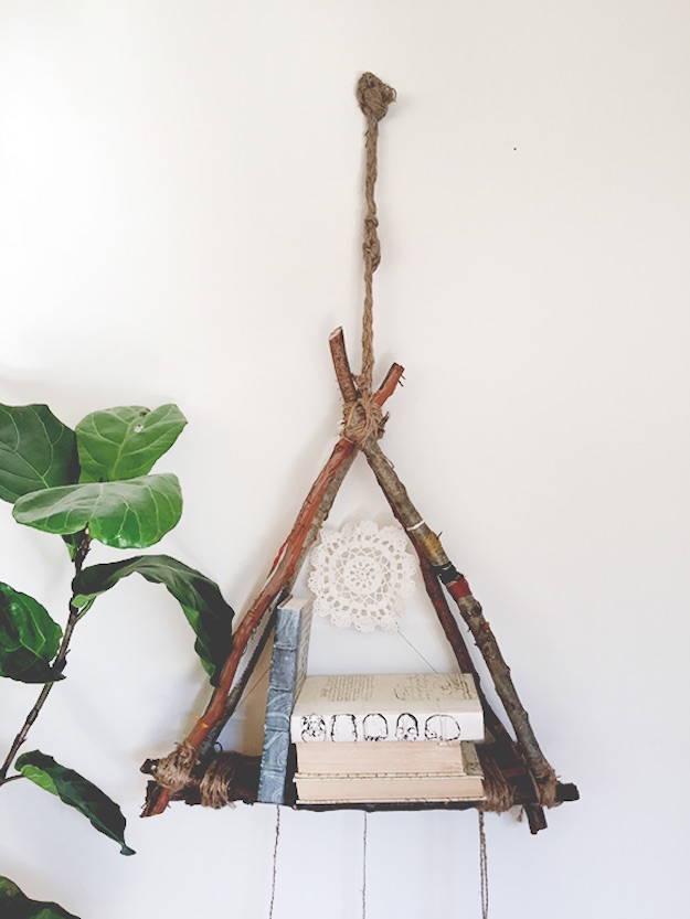 Wood Hanging Shelf | Bohemian Decor DIY Projects To Try Out This Season