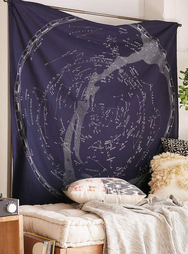 Glow-in-the-Dark Constellation Tapestry | Bohemian Room Decor Finds From Urban Outfitters