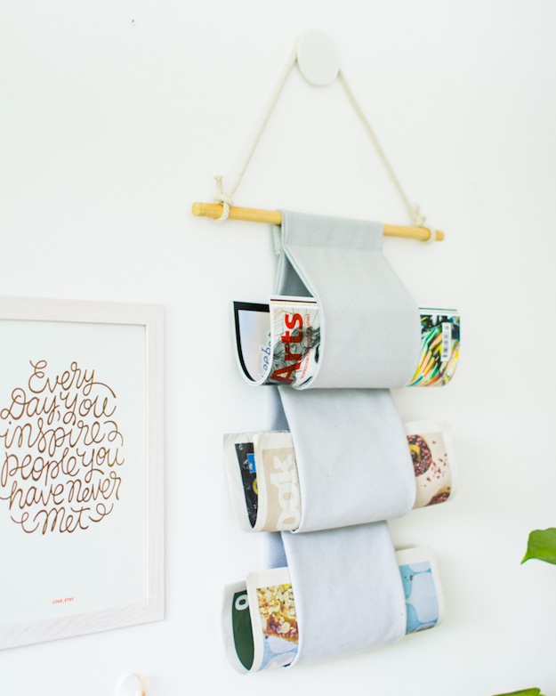 Canvas Magazine Holder | Simple DIY Wall Decor Projects To Fill Up Your Plain Walls