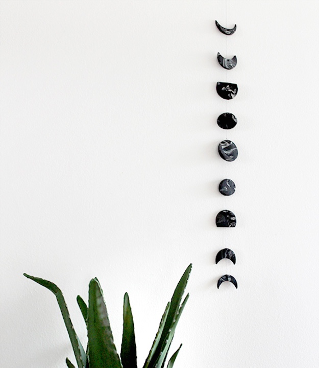 Marble Moon Phase Wall Hanging | Simple DIY Wall Decor Projects To Fill Up Your Plain Walls