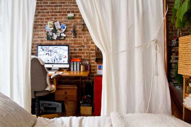 Behind Curtains | Clever Home Office Design Tricks For Limited Spaces