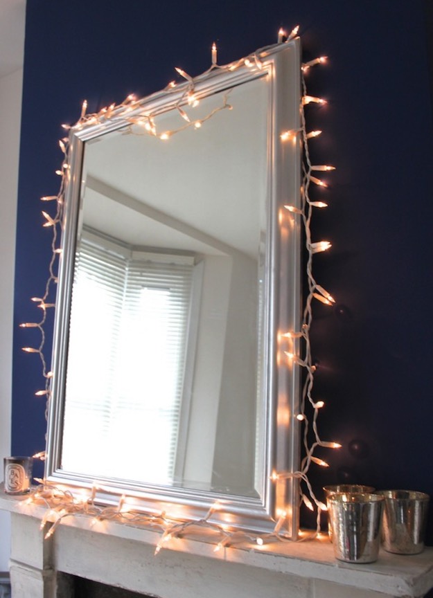 As Mirror Accents | Creative Ways To Use Christmas Lights All Year 'Round