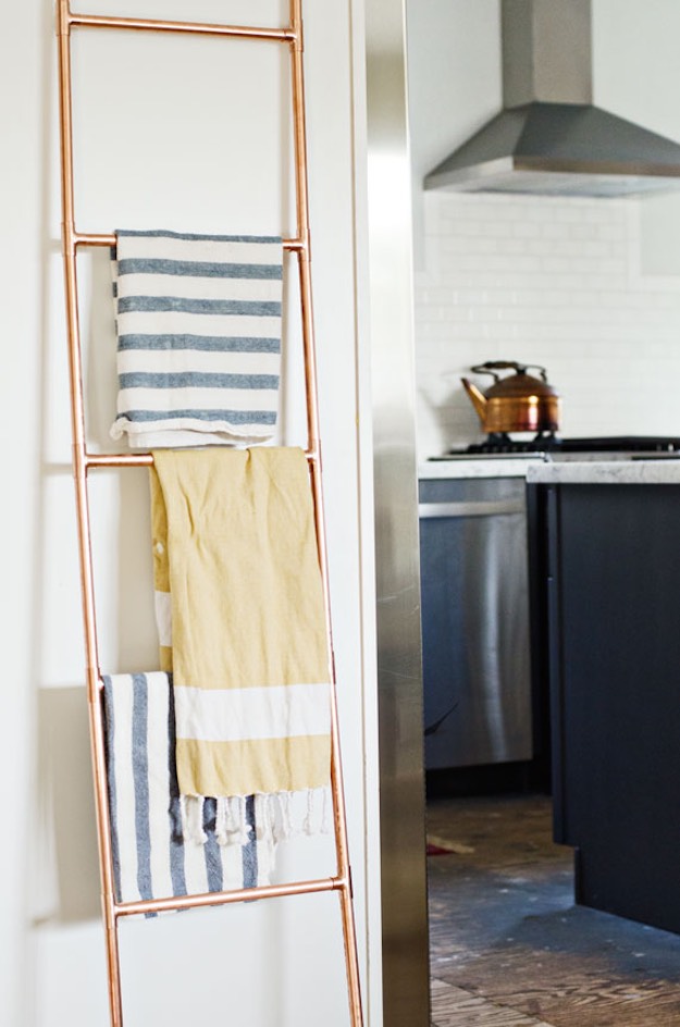 Copper | Chic and Cozy Ways To Style A Ladder Blanket Rack