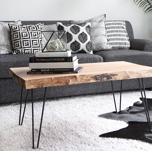 Wood Slab Coffee Table | DIY Coffee Table Ideas For The Budget-Conscious Decorator