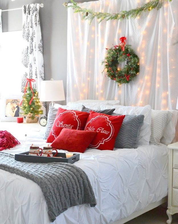 Canopy Lights | Christmas Bedroom Ideas To Bring In The Holiday Cheer