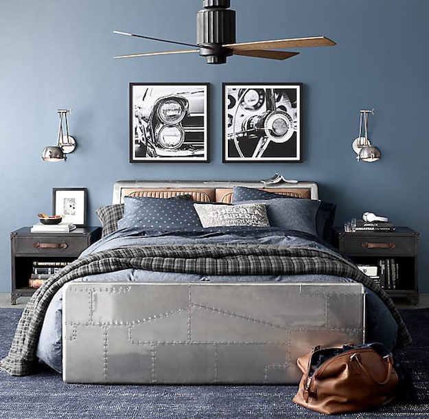 An Industrial Feel | 13 Blue Bedroom Ideas
